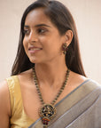 Handcrafted Terracotta Rudraksha Bead Necklace Set with Lord Shiva Pendant and Matching Earrings