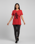 Kantara Official Red Half Sleeve T-Shirt with Warrior Silhouette Print | 100% Cotton | Unisex Casual Wear | Premium Merchandise