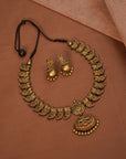 Mayuramra β Antique Gold Toned Peacock Design Pendant Red And Green Color With Mango Design Motifs Choker Handmade Terracotta Necklace Set