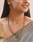 Pushpanjali β Handcrafted Pipe Beads Design Floral Pendant Terracotta Jewellery Set in Antique Gold and Silver
