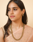 Two Layered Antique Gold Beads Handmade Terracotta Necklace Set