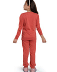 Kantara x Tresnova Cotton Knit Full Sleeves Antimicrobial Finish Floral Printed Coordinating T-shirt And Joggers Set-Pink