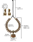 Mayuramra β Antique Gold Toned Peacock Design Pendant Red And Green Color With Mango Design Motifs Choker Handmade Terracotta Necklace Set