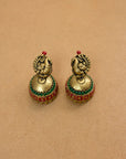Marichimayura — Antique Gold Green and Marron Peacock Design Handmade Terracotta Necklace Set