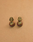 Mayura Sri — Antique Gold Red and Blue Peacock and Lakshmi Design Handmade Terracotta Necklace Set