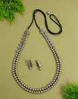 Pranaya β Two Layered Antique Silver Beads Leaf Design Rani Haari Handmade Terracotta Necklace Set