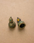 Mayuravarna — Antique Gold and Green Peacock Design Handmade Terracotta Necklace Set
