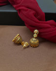 Shonakamala — Antique Gold Toned Red And Black Color Floral Design Motifs Choker Handmade Terracotta Necklace Set