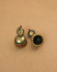 Marichimayura — Antique Gold Green and Marron Peacock Design Handmade Terracotta Necklace Set