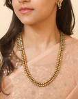 Two Layered Antique Gold Beads Handmade Terracotta Necklace Set