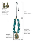Mayuravarna — Antique Gold and Green Peacock Design Handmade Terracotta Necklace Set