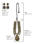 Mayura Sri — Antique Gold Red and Blue Peacock and Lakshmi Design Handmade Terracotta Necklace Set