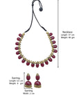 Kanmani - Tear Drop Design Handmade Terracotta Maroon Colour Choker Necklace Set