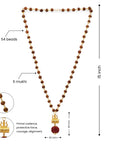 Divine Hindu Gold Plated Shiva Damroo Trishool Rudraksha Necklace – 54 Beads, Lab Certified