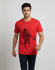 Kantara Official Red Half Sleeve T-Shirt with Warrior Silhouette Print | 100% Cotton | Unisex Casual Wear | Premium Merchandise