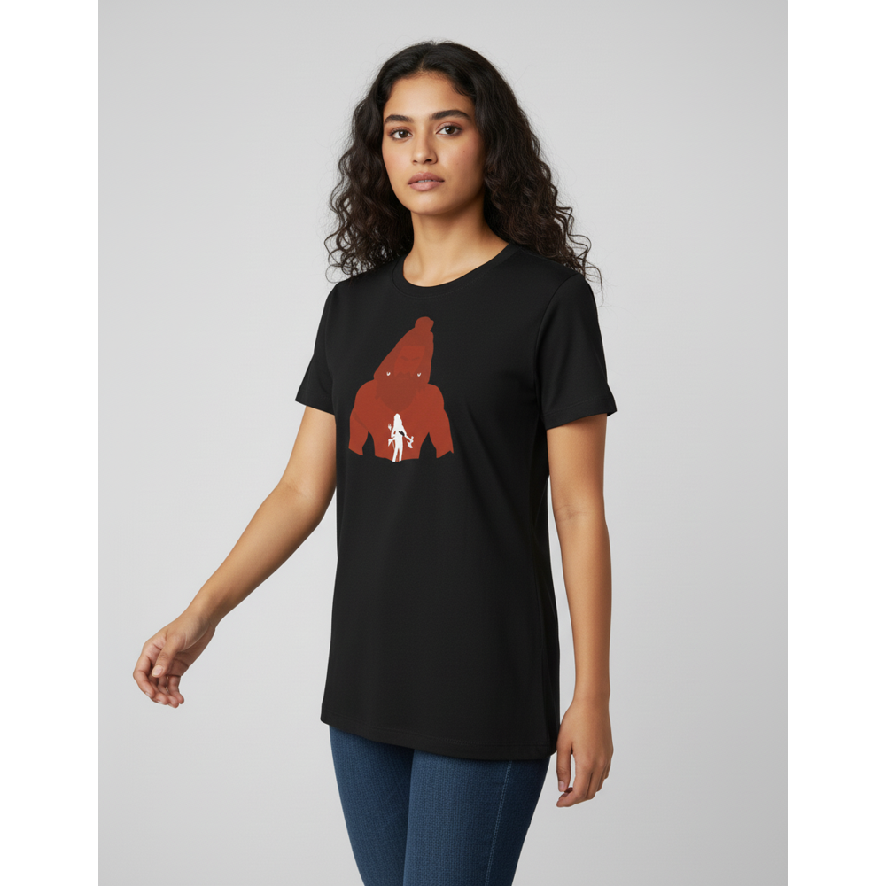 Kantara Official Black Half Sleeve T-Shirt with Silhouette Artwork | 100% Cotton | Unisex Casual Wear | Premium Merchandise