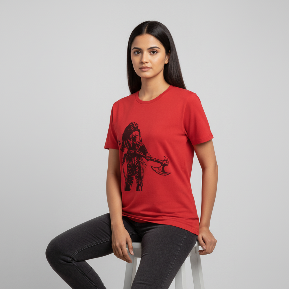 Kantara Official Red Half Sleeve T-Shirt with Warrior Silhouette Print | 100% Cotton | Unisex Casual Wear | Premium Merchandise