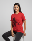 Kantara Official Red Half Sleeve T-Shirt with Warrior Silhouette Print | 100% Cotton | Unisex Casual Wear | Premium Merchandise