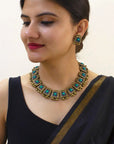 Flower Design Hand Painted Finish Terracotta Jewellery Set