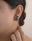 Chaturasra — Handmade Terracotta Square Shape Tiny Stud