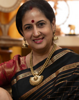 Chandramukhi — Designer Handmade Halfmoon Design Pendant Two Layered Antique Gold Color Terracotta Necklace Set