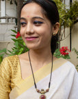 Trinetra — Trishul Design Antique Gold Brown Minimalistic Handmade Terracotta Necklace Set
