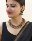 Rekhita — Designer Handmade Antique Gold Geometric Design Choker Handmade Terracotta Necklace Set