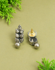 Pranaya — Two Layered Antique Silver Beads Leaf Design Rani Haari Handmade Terracotta Necklace Set