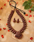 Tamramayura — Copper Finish Grand Peacock Design Haram Handmade Terracotta Necklace Set
