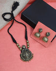 Shreesutra — Designer Handmade Gold Plated Lakshmi Design Pendant Choker Handmade Terracotta Necklace Set