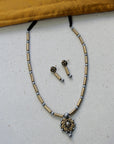 Pushpanjali — Handcrafted Pipe Beads Design Floral Pendant Terracotta Jewellery Set in Antique Gold and Silver