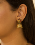 Padmasri — Antique Gold Red Green Floral Design Contemporary Style Handmade Terracotta Necklace Set