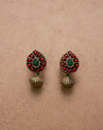 Chaturika — Red Green Square Design Handmade Terracotta Necklace Set