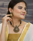 Shreesutra — Designer Handmade Gold Plated Lakshmi Design Pendant Choker Handmade Terracotta Necklace Set