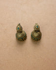 Mayuravarna — Antique Gold and Green Peacock Design Handmade Terracotta Necklace Set