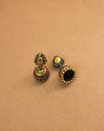 Mayura Sri — Antique Gold Red and Blue Peacock and Lakshmi Design Handmade Terracotta Necklace Set
