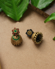 Padmasri — Antique Gold Red Green Floral Design Contemporary Style Handmade Terracotta Necklace Set