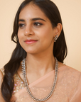 Pranaya — Two Layered Antique Silver Beads Leaf Design Rani Haari Handmade Terracotta Necklace Set