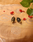 Vighnarudra — Maroon Antique Gold Ganesha Design Two Layered Minimalistic Temple Handmade Terracotta Necklace Set