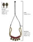 Vighnarudra — Maroon Antique Gold Ganesha Design Two Layered Minimalistic Temple Handmade Terracotta Necklace Set