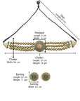 Triloka Pushpa — Designer Handmade Three Layered Circular Shape Floral Design Pendant Antique Gold Color Choker Handmade Terracotta Necklace Set