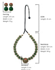 Harshapushpa — Antique Gold Green and Pink Flower Design Handmade Terracotta Necklace Set