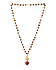 Divine Hindu Gold Plated Shiva Damroo Trishool Rudraksha Necklace – 54 Beads, Lab Certified