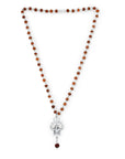 Divine Hindu Silver Plated OM Shiva Trishool Rudraksha Necklace – 54 Beads, Lab Certified