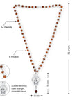 Divine Hindu Silver Plated OM Shiva Trishool Rudraksha Necklace – 54 Beads, Lab Certified