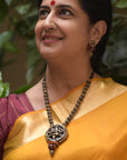 Handcrafted Terracotta Rudraksha Bead Necklace Set with Lord Shiva Pendant and Matching Earrings