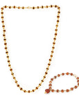 Golden Cap Rudraksha Necklace & Bracelet Combo