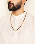 Divine Hindu Golden Cap Rudraksha Necklace – 54 Beads, Lab Certified