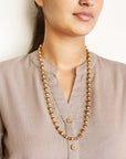 Divine Hindu Golden Cap Rudraksha Necklace – 54 Beads, Lab Certified