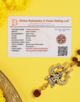 Divine Hindu Gold Plated OM Shiva Trishool Rudraksha Necklace – 54 Beads, Lab Certified
